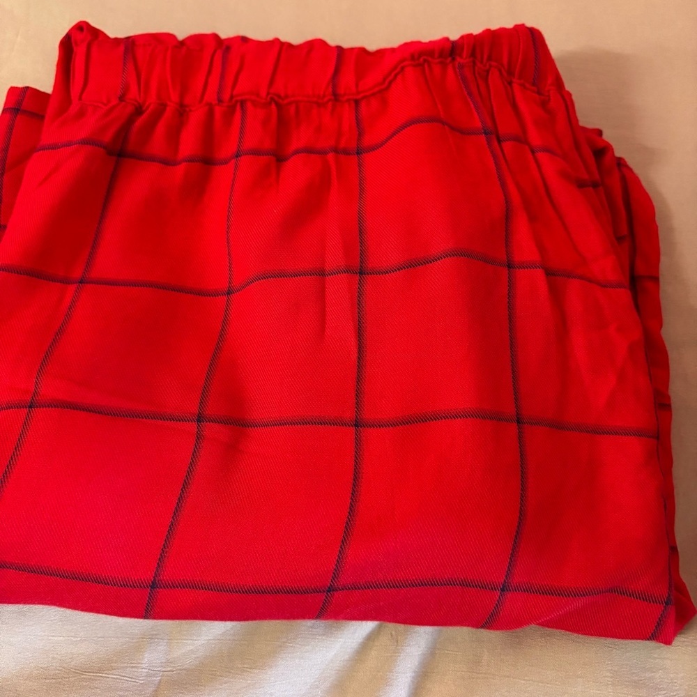 A New Day Red Windowpane Plaid Long Sleeve Tie Waist Dress Womens Large - Picture 11 of 13